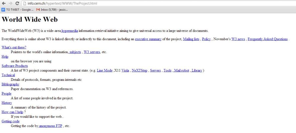 The First Ever Webpage